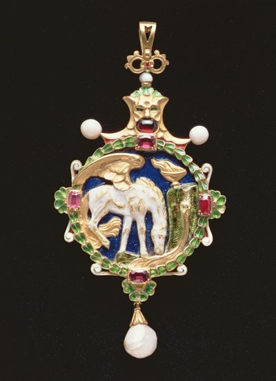 Pegasus Pendant Containing Miniature of Miss Edith Emily Cooper, Closed, 1901 by Charles Ricketts